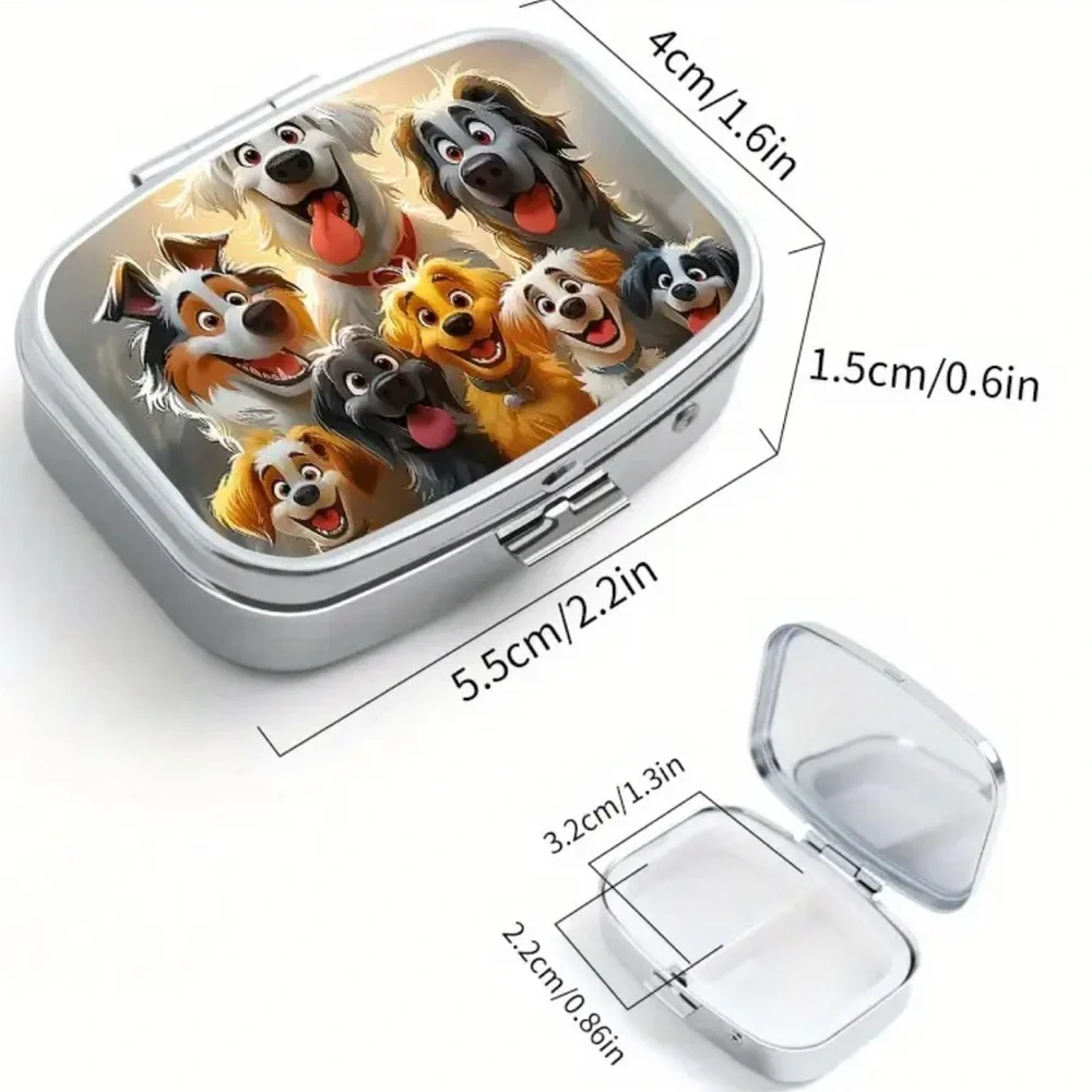NEW| Cute Pill Box Happy Dogs Theme Portable Pill Case Medicine Organizer